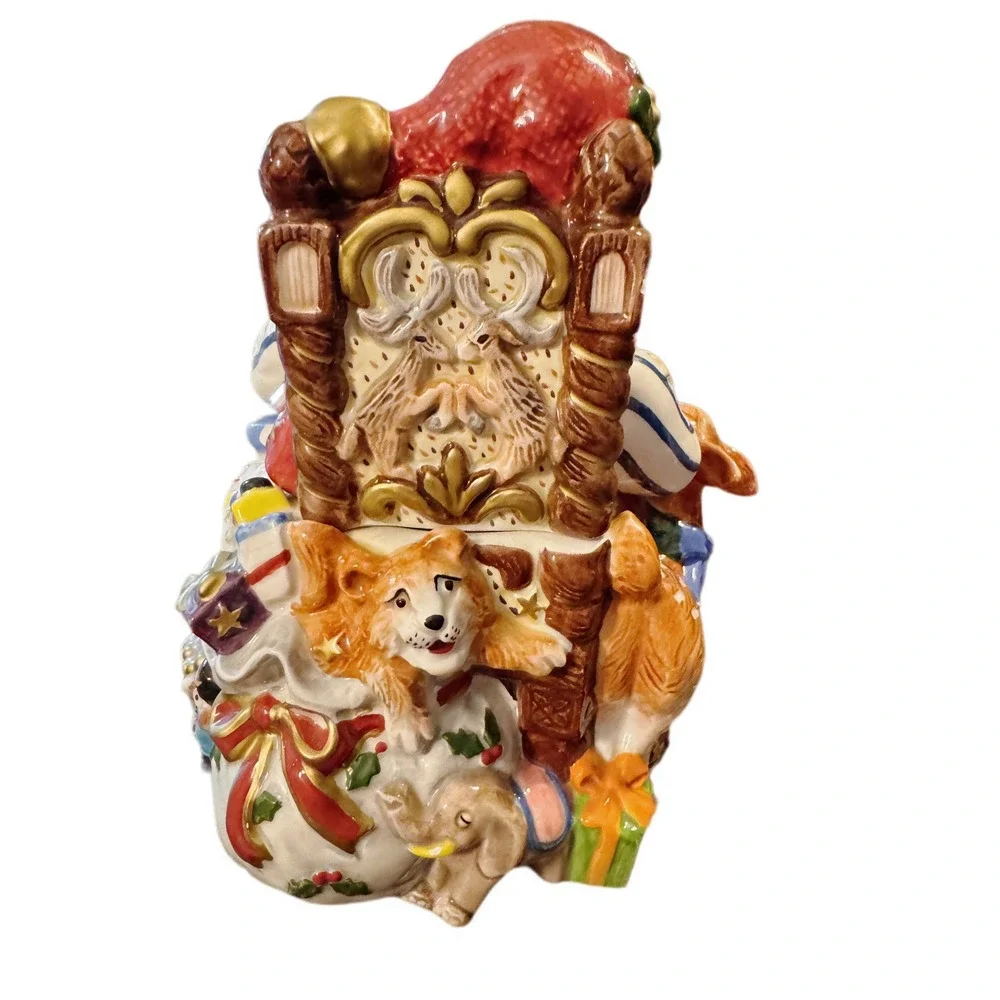 VTG Fitz and Floyd Classics SantasToy Shop Ceramic Christmas Cookie/Candy Jar 8